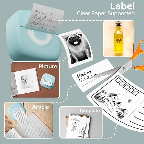 Cabaro Mini Printer Sticker Thermal Printer with 3 Rolls Paper, Bluetooth Portable Phone Print Pods,Study Sticker Maker for Pictures, Photos, Journals, DIY, Compatible with Phone & Tablet thumbnail 3