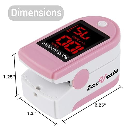 Zacurate Pro Series 500DL Fingertip Pulse Oximeter Blood Oxygen Saturation Monitor with Silicone Cover, Batteries and Lanyard (Blushing Pink) thumbnail 4