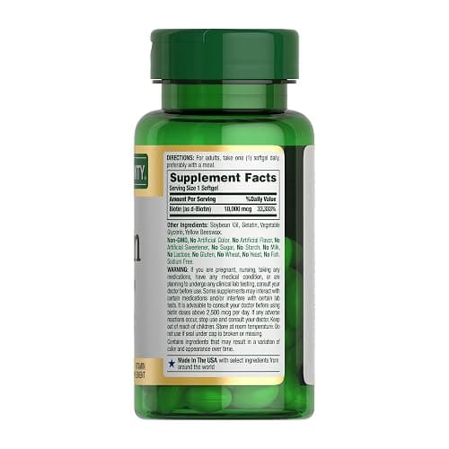 Nature's Bounty Biotin Hair Skin and Nails Vitamins, Supports Healthy Hair, Skin and Nails, 10,000 mcg, 120 Softgels (Pack of 2) thumbnail 9