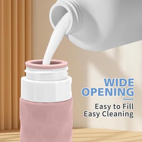 Silevoler Travel Bottles for Toiletries, 4pcs Tsa Approved 3oz Travel Size Containers, BPA Free Leak Proof Premium Silicone Bottles, Refillable Liquid Squeezable Accessories W/Toiletry Bag（Apricot） thumbnail 4