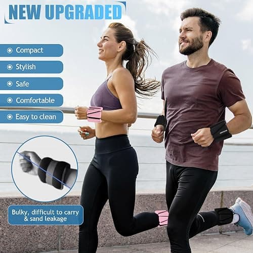 BECOJADDE Ankle Weights Set of 2 (1 lb/2 lb/3 lb Each) Adjustable Wrist Weights for Women Men Wearable Arm Leg Weight for Pilates, Running, Walking, Workout, Yoga thumbnail 2