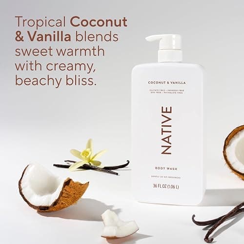Native Body Wash for Women & Men, Coconut & Vanilla, 36 oz Pump Bottle, Sulfate-Free & Gentle for All Skin Types thumbnail 5