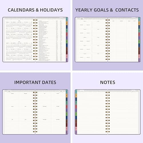 Hardcover 2026 Planner Daily Weekly and Monthly, Jan.2026 - Dec.2026, Spiral Calendar 2026 Agenda Planner Book for Teacher Student College, Monthly Tabs, 6 "x 8.5", Purple thumbnail 5