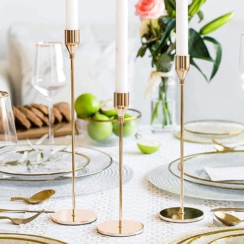 LXTaoler Candle Holders for Taper Candles, Set of 6 Metal Candle Stand Modern Decorative Candlestick Holder for Wedding, Dinning, Party (Gloden-6) thumbnail 2