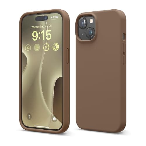 elago Compatible with iPhone 15 Case, Liquid Silicone Case, Full Body Protective Cover, Shockproof, Slim Design, Anti-Scratch Soft Microfiber Lining, 6.1 inch (Brown) - Image 1