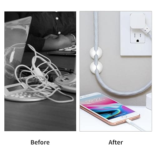 Flezoo Cord Holder Cable Clips, 12PCS White Adhesive Cord Organizer Charger Holder Wire Management Keeper for Nightstand, Desk, Office or Mouse - White thumbnail 5