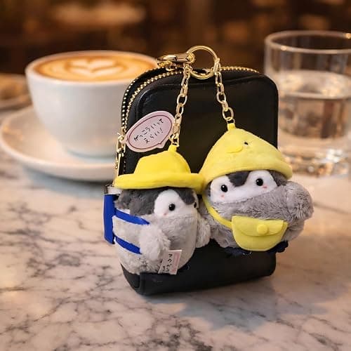 Penguin Plush Keychain, Cute Cosplay Stuffed Animal Keyring for Women, Kawaii Backpack Charms and Purse Decor for Birthday thumbnail 2