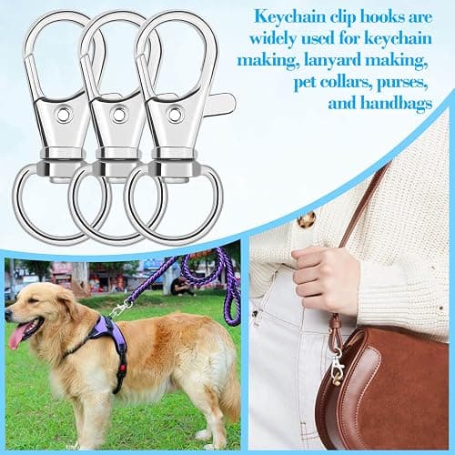 Anezus 100Pcs Key Chain Clip Hooks Swivel Lanyard Snap Hook Keychain Hooks for Lanyard Key Rings Crafting thumbnail 6