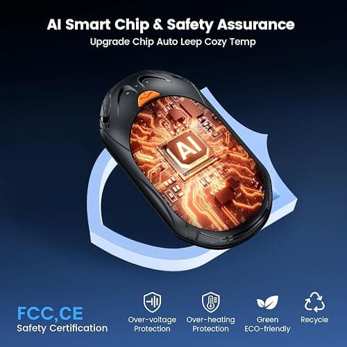AI Hand Warmers Rechargeable 2 Pack,6000mAh Rechargeable Hand Warmer,20Hrs Long Heating Electric Hand Warmer,Portable Pocket Heater,Pocket Size Hand Warmer, Gifts for Christmas thumbnail 4