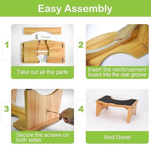StrongTek Enhanced Squatting Toilet Stool, Wooden Potty Stool for Bathroom, Extra-Thick Wood, Sturdy 350 lbs Capacity, Comfortable Toilet Stool for Kids, Adults & Seniors thumbnail 5