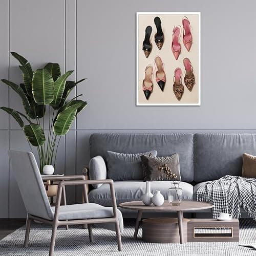 Pink Heel Leopard Posters Trendy Bow Leopard Heels Canvas Wall Art Coquettish Preppy Girly Decor Pink Sexy Aesthetic Prints Painting For Dormitory Bedroom Apartment 16x24in Unframed thumbnail 6