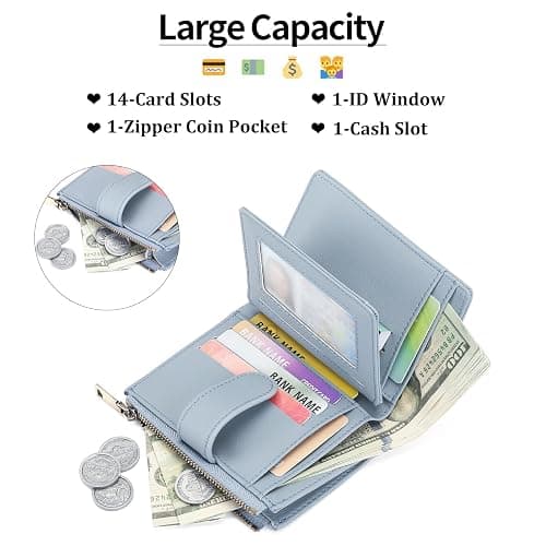 GAEKEAO Womens Wallet Small Leather RFID Blocking Bifold Zipper Pocket Wallet Card Case Purse with ID Window thumbnail 3