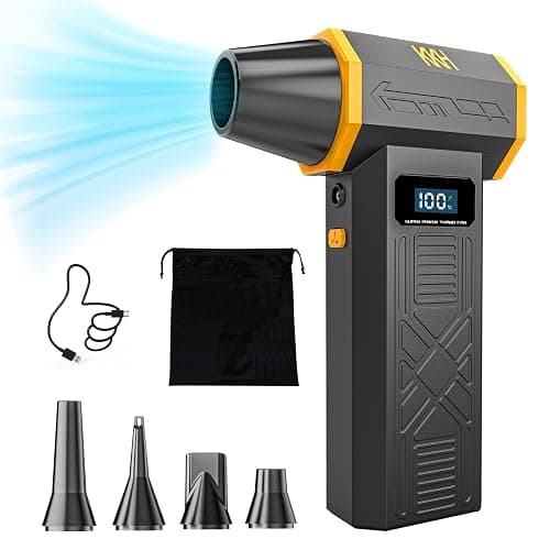 KKH Portable Electric Air Duster with Led Light, Powerful 120000RPM 4 Speed Adjustable Mini Turbo Blower for Cleaning, Rechargeable Cordless Dusters for Home Car Outdoor PC Computer Keyboard - Image 1