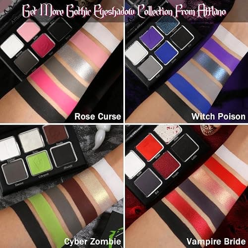 Afflano Red Black Eyeshadow Goth Makeup Palette, Vampire Blood Red Halloween Makeup Palette, Burgundy Dark Smokey Eye Shadow Palette Pigmented, Smoky Eyes Black Red Eyeshadow Costume Clown SFX Makeup thumbnail 6