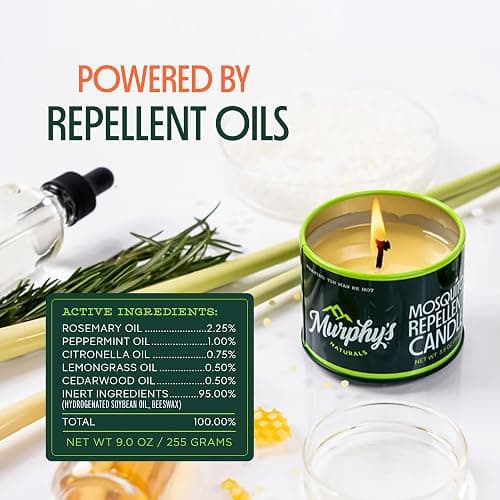 Murphy's Naturals Mosquito Bug Repellent Candles for Outdoor Patio, Citronella & Essential Oils, Soy/Beeswax Blend, 30-Hour Burn Time, 9 Ounce, 2-Pack thumbnail 4