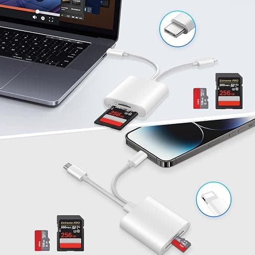 Loydia SD Card Reader, 2 in 2 USB C to Micro-SD Card Viewer Reader, Type C OTG Adapter Lightning Memory Card Adapter, Dual Slot for SD/MicroSD/SDHC/SDXC, Plug and Play thumbnail 3
