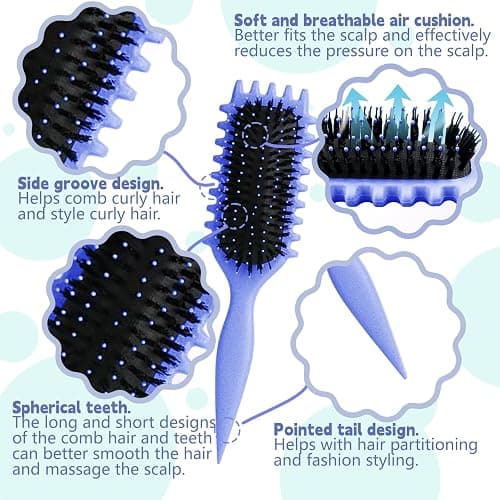 COLAYERIST 2PCS Curly Hair Brush for Women, Curl Defining Brush, Curl Brush for Curly Hair, Define Curly Styling Brushs for Women and Men to Reduce Pulling(Green+Purple) thumbnail 3