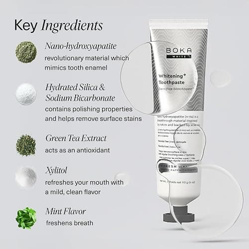 Boka Fluoride Free Toothpaste, Nano Hydroxyapatite Toothpaste, Appropriate for Sensitive Teeth, for Adult, Kids Oral Care - Whitening* Refresh Mint, 4 Fl Oz 1Pk US Manufactured thumbnail 4