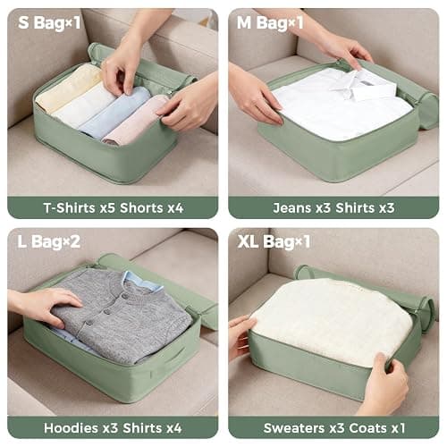 BAGAIL 9 Set Packing Cubes with Packing List Luggage Packing Organizers for Travel Accessories (Matcha Green) thumbnail 2