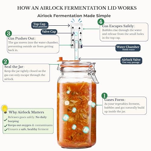 JILLMO 2L Wide Mouth Fermentation Jar with Airlock & Weight, 2 Pack | Fermentation Kit for Homemade Kimchi, Sauerkraut, Pickles and More thumbnail 6