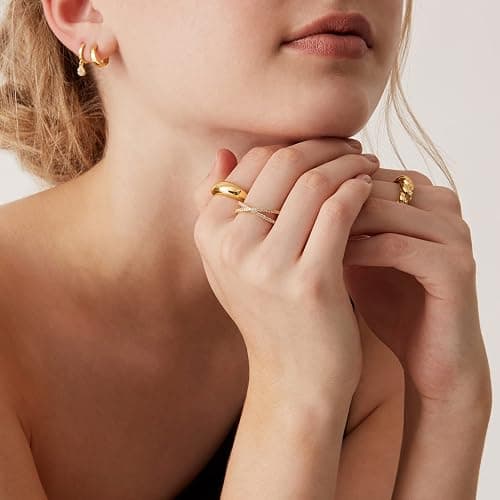 PAVOI 14K Gold Plated X Ring Simulated Diamond CZ Criss Cross Ring for Women thumbnail 4