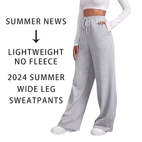 Baggy Wide Leg Sweatpants for Women Fleece High Waist Joggers with Pockets Lightweight Comfy Drawstring Sweat Pants thumbnail 4