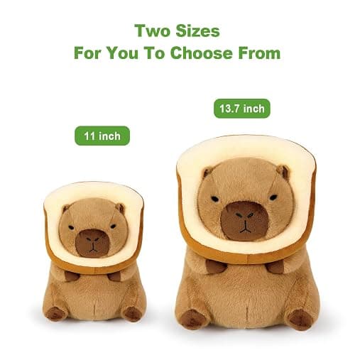 Ditucu Cute Capybara Plush Pillow with Wearable Toast Headgear Stuffed Animal Bread Capibara Plushies Toys Gifts for Kids Brown 11 inch thumbnail 4