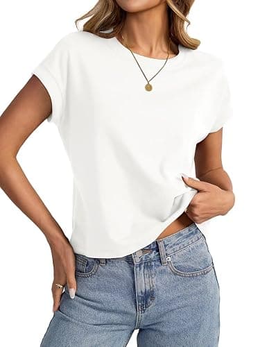 EasyGala Womens Cap Sleeve Crop Tops Cotton T Shirts Crewneck Loose Fit Short Sleeves Tee Summer Fashion Clothes 2025 - Image 1