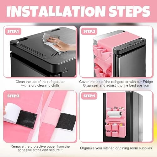Weysat Mini Fridge Organizer with 14 Pocket Dorm Essential Dust Cover for Household Refrigerator Mini Fridge Hanging Caddy Organizer Storage Bag for Kitchen Dorm Office Home School(Classic,Pink) thumbnail 5