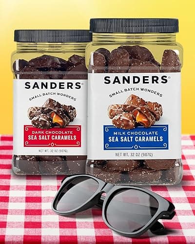 Sanders Dark Chocolate Sea Salt Caramels (32 oz Tub) – Handcrafted Small Batch Slow Cooked Caramel, Sea Salt Dark Chocolate with Rich Indulgent Flavor, Sweet & Salty - Sea Salt Caramel - 32 Ounce (Pack of 1) thumbnail 5