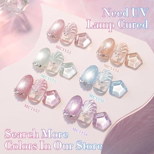 Double Rhythm 0.5 Oz Cat Eye Gel Polish with Magnet Same Color Same Bottle Holographic Glitter Shimmer Translucent Color Salon 15 ML Magnetic Nail Art (Purple-MC1158) thumbnail 7