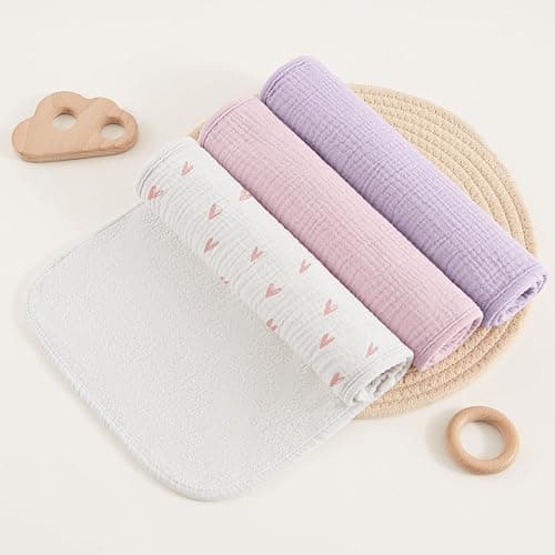 Susurration Muslin Burp Cloths, Soft Baby Burping Cloths for Unisex Boys and Girls, Newborn Essentials Large Extra Absorbent Washcloths, 20x10in, 6 Pack thumbnail 7