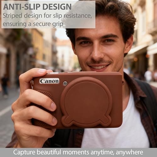 Frevyve Case for Canon PowerShot SX740 HS, SX730 HS Camera, Soft Silicone Protective Case, Slim Fit Sleeve with Removable Lens Cover and Screen Protector Accessories, Anti-Scratch (Dark Brown) thumbnail 2