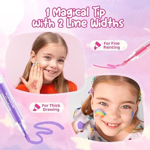 Kids Makeup Sets for Girls Nail & Body Art Pens Kits, 27Pcs Washable Temporary Tattoo Pen Sets, Cosmetic Party,Girls Makeup Kits for Ages 3-12 Years,Ideal Winter Gift & Creative Toys thumbnail 9