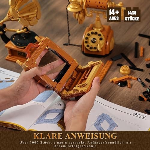 JMBricklayer Camera Telephone Record Player Building Block Sets for Adults, Retro 3 in 1 Set Building Toy 20039, Vintage Display Model Kit for Office Room Decor Collectible Gift for Adult Men Kids 14+ thumbnail 6