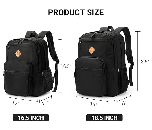 ZORFIN 36L Black Backpack for College, and Travel: Water Resistant Bookbag thumbnail 4
