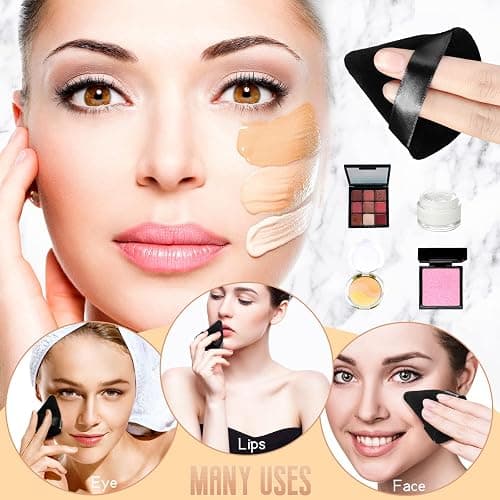 Suclain 48 Pcs Velour Triangle Powder Puff Soft Velour Makeup Puff for Face Powder Makeup Triangle Sponges for Wet and Dry Cosmetic Foundation Loose Mineral Body Tool(Black) thumbnail 8