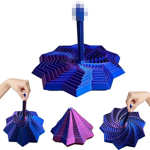 3D Printed Expanded Sensory Fidget Star,Transformable Stress Relief Finger Toy with Detachable Handle,for Office desks as a Stress-Relief Gifts,ADHD & Stress Relief (Red-Blue) - Image 1