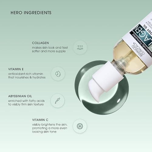 Advanced Clinicals Collagen Peptides Firming Body Lotion Face Cream + Collagen Body Oil Moisturizer 2PC Skin Care Set For Women & Men | Skin Tightening Dry Skin Moisturizing Cream & Massage Oil, 2PC thumbnail 3