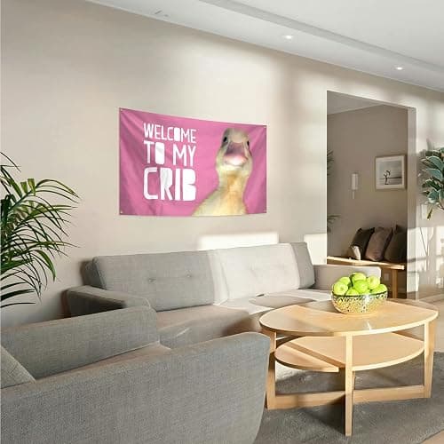Welcome To My Crib Flag 3x5 Ft Pink Funny Flag with Brass Grommets for Man Cave College Dorm Bedroom Gift Home Decor thumbnail 6