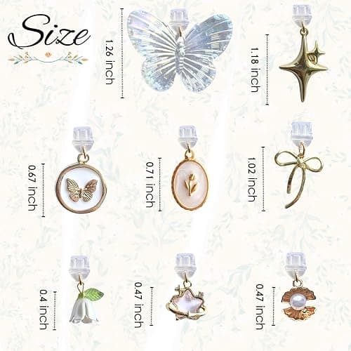 Romukuku 8 Pcs Charms for Kindle, Butterfly Star Bow Flower Design, Compatible with Kindle and Phone Type C Charging Ports thumbnail 2