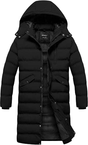 CREATMO US Men's Long Winter Coat Waterproof Thicken Warm Parka Quilted Insulated Puffer Jacket with Removable Hood - Image 1