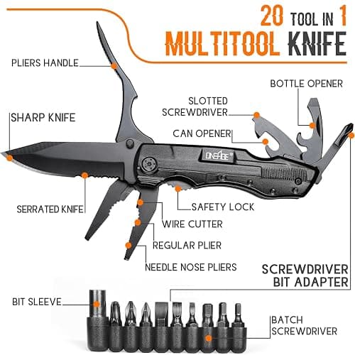 Gifts for Men Him Dad, Pocket Multitool Knife, Christmas Stocking Stuffers for Men, Anniversary Birthday Gifts for Husband, Boyfriend, Guy, Groomsmen, Fathers Day, Gadget for Hiking, Camping, Outdoor thumbnail 3