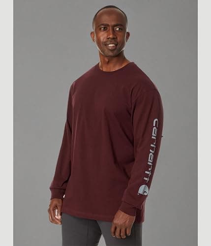 Carhartt Men's Loose Fit Heavyweight Long-sleeve Logo Sleeve Graphic T-shirt thumbnail 2