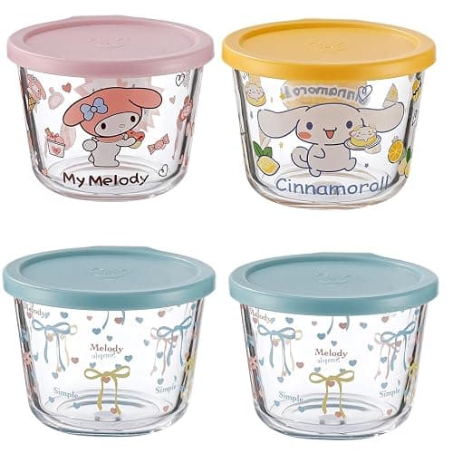 yaocoral 4 Pack 9 OZ Small Cute Glass Containers with Lids,Clear Food Jars Airtight Glass Food Container for Fruit,Food Portion,Overnight Oats,Pickles,Dipping Sauce,Snack,Yogurt - Image 1