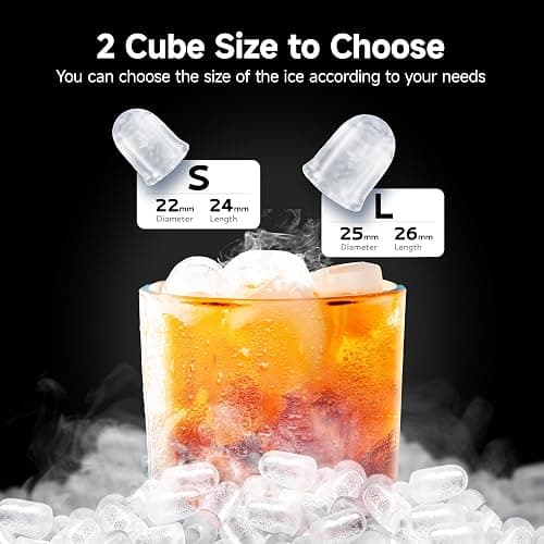 EUHOMY Ice Maker Countertop, 9 Cubes Ready in 6 Mins, 26lbs/24H, Self-Cleaning, Portable Ice Maker Machine with Carry Handle, Basket and Scoop, 2 Sizes of Bullet Ice for Home, Kitchen, Office thumbnail 5