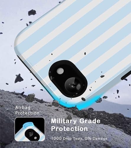 Amzfield Compatible with iPhone 16e/17e Case Compatible with Magsafe Striped Aesthetic Magnetic Women Girls Chic Girly Dual Layer Hybrid Protection Case for iPhone 16e for iPhone 17e, Blue thumbnail 5