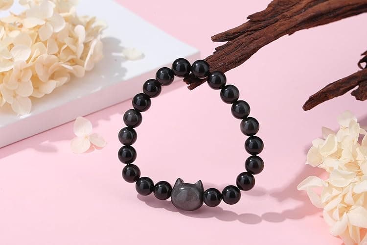 XIANNVXI Crystal Bracelet for Women Men 8 mm Natural Stone Beaded Bracelets Cat Bracelets Cross Bracelets Heart Bracelelt Jewelry for Women Birthday Gifts Stretch Bracelet thumbnail 3