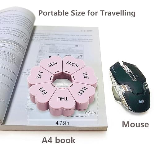 MOLN HYMY Cute Weekly Pill Box 7 Day, Heart Shaped Pill Case Organizer 1 time a Day, Purple Pink Pill Container Once Daily, Large Medicine Dispenser for Vitamin/Fish Oil/Medication/Supplements thumbnail 6