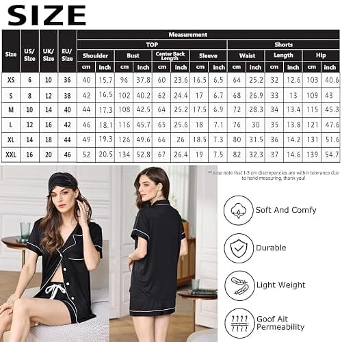 WJing Yi Jia 4Pcs Pajamas Set for Women Sleepwear Womens Soft Pajama Sets Button Down Nightwear Knit Pjs Lounge Sets XS-XXL thumbnail 4